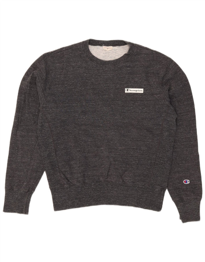 Champion Mens Crew Neck Jumper Sweater Medium Grey Flecked Cotton