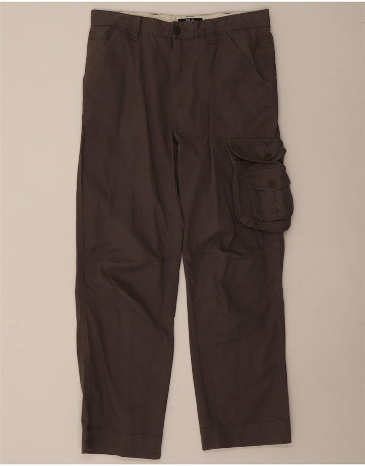 Fila Mens Straight Cargo Trousers W32 L28 Brown Cotton