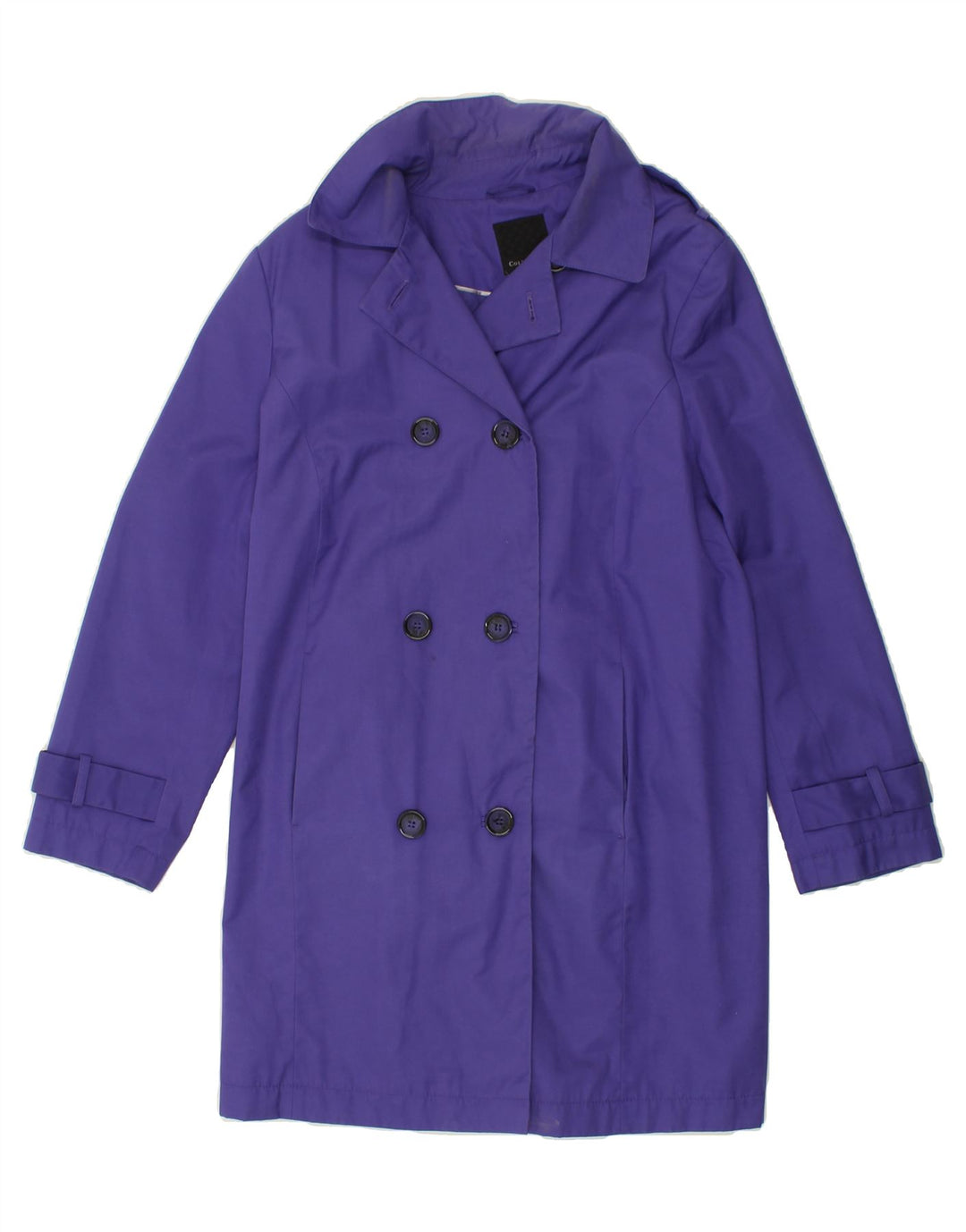 DEBENHAMS Womens Double Breasted Coat UK 20 2XL  Blue Cotton Vintage Debenhams and Second-Hand Debenhams from Messina Hembry 