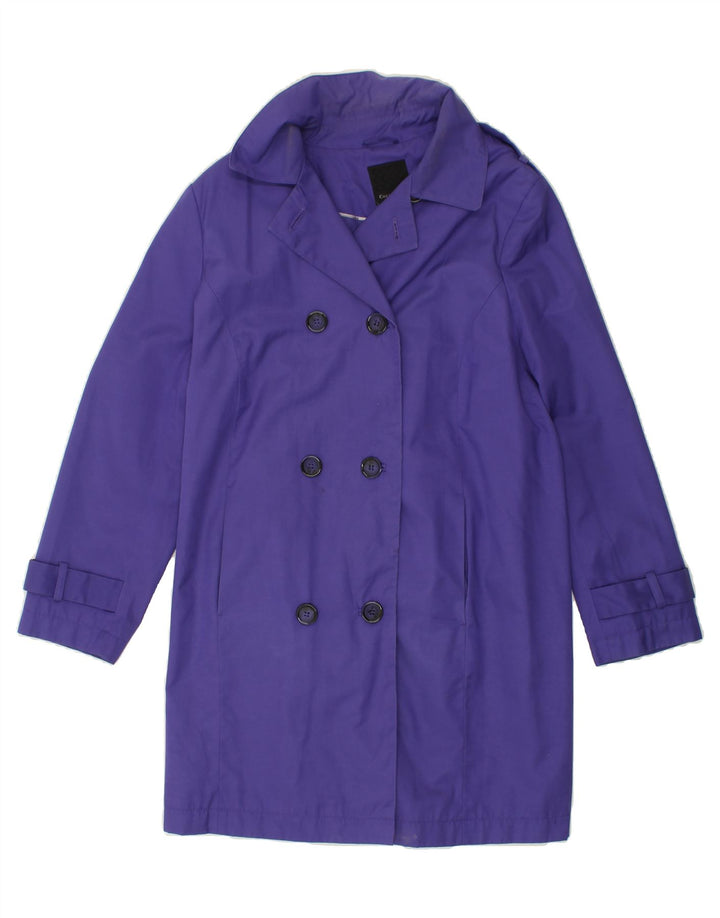 DEBENHAMS Womens Double Breasted Coat UK 20 2XL  Blue Cotton Vintage Debenhams and Second-Hand Debenhams from Messina Hembry 