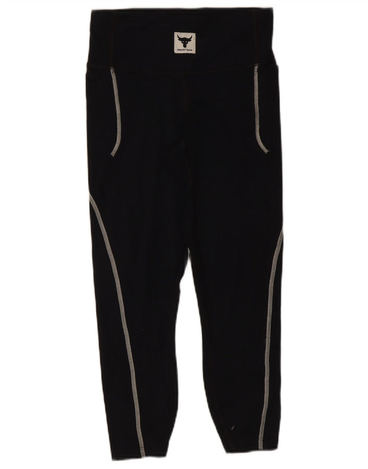 Under Armour Womens Project Rock Capri Leggings UK 8 Small Black Nylon