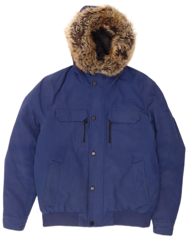 Michael Kors Chaqueta bomber acolchada con capucha para hombre UK 36 Small Poliéster azul