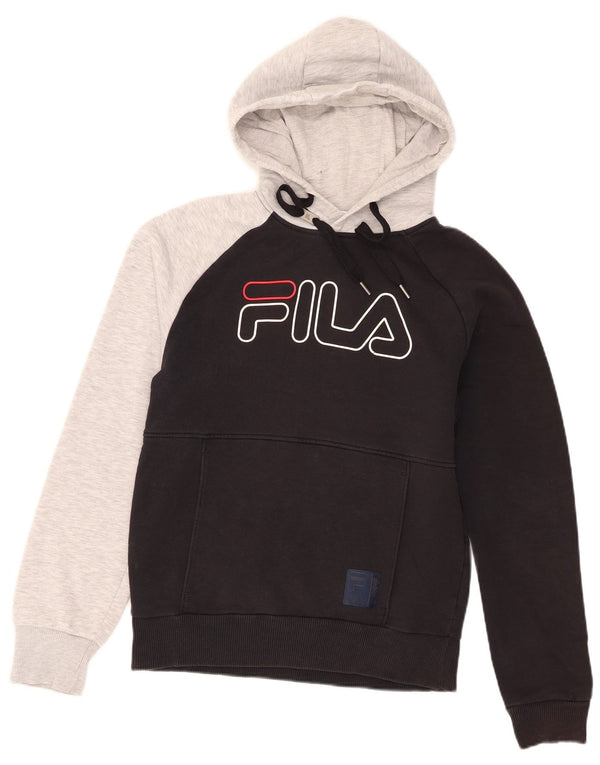 Fila Mens Graphic Regular Fit Hoodie Jumper XS Preto Colourblock Algodão