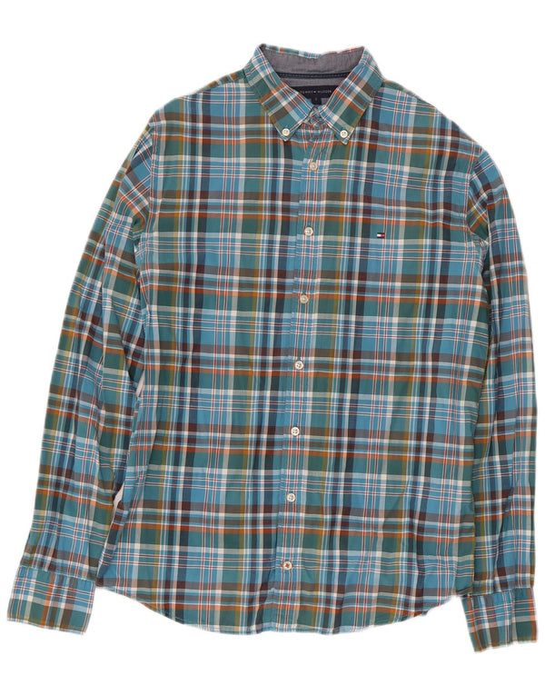 Tommy Hilfiger Mens New York Fit Shirt Small Blue Check Cotton