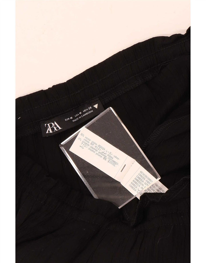Zara Womens Flare Casual Trousers Medium W32 L32 Black Viscose