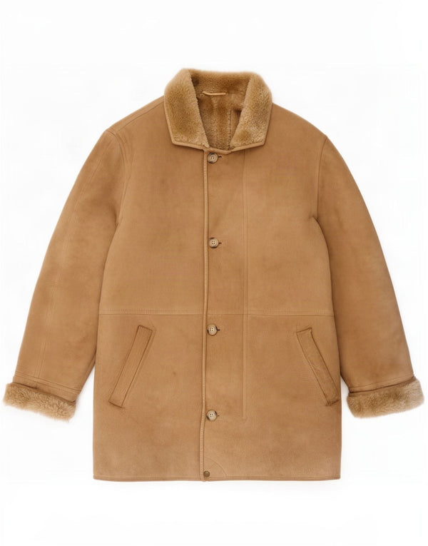 Cappotto vintage in shearling da uomo IT 52 XL Beige