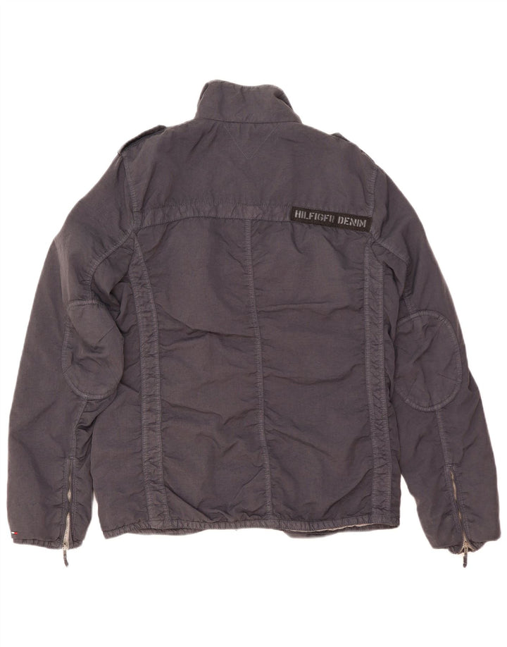 TOMMY HILFIGER Mens Military Jacket UK 38 Medium Navy Blue Nylon