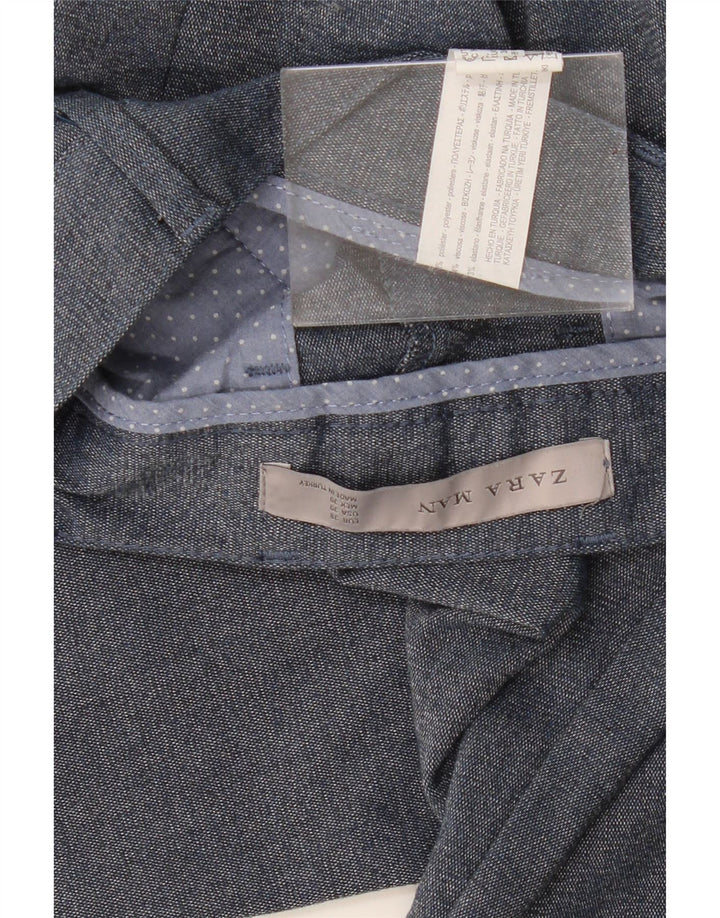 Pantaloni da abito slim da uomo ZARA EU 38 Small W30 L28 poliestere blu navy