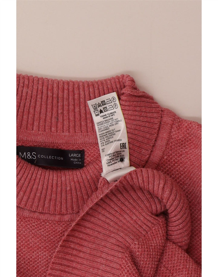 Marks & Spencer Womens Oversized Roll Neck Jumper Sweater UK 16 Large Pink