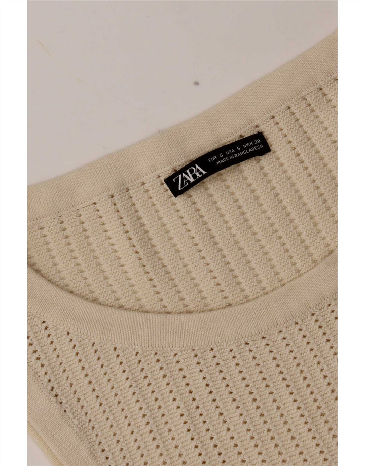 Zara Womens Vest Tank Top UK 8 Small Beige