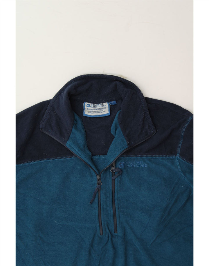 MOUNTAIN WAREHOUSE Mens Zip Neck Fleece Jumper Small Blue Colourblock Vintage Mountain Warehouse and Second-Hand Mountain Warehouse from Messina Hembry 
