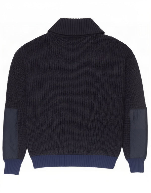 Topshop Dame Zip Neck Sweater UK 10 Small Navy Blue Colourblock