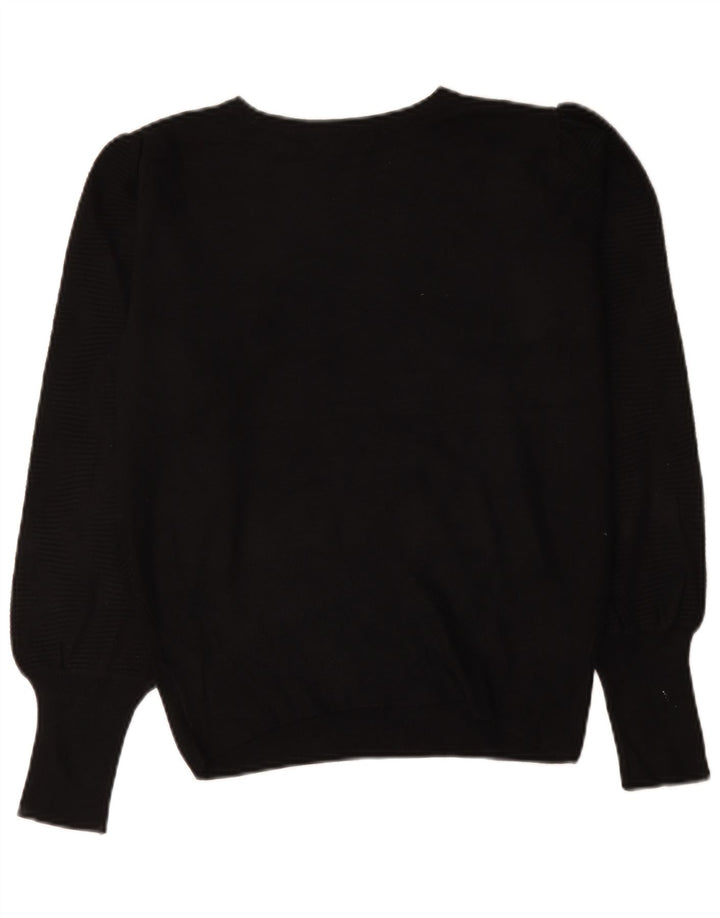 Marks & Spencer Womens Boat Neck Jumper Sweater UK 14 Medium Black Viscose