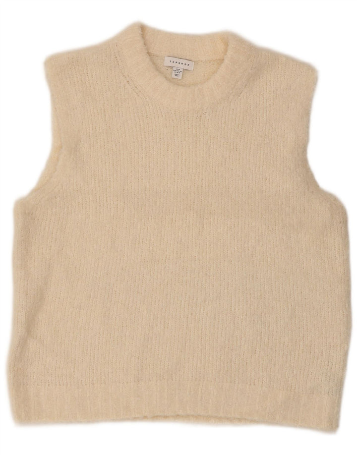 Topshop Womens Vest Tank Top UK 14 Medium Beige Polyester