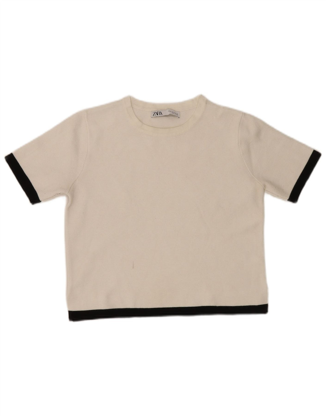 Zara Womens Crop T-Shirt Top UK 12 Medium White Colourblock