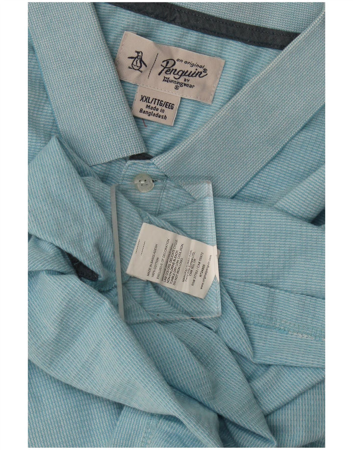 Penguin Mens Polo Shirt 2XL Blue Cotton