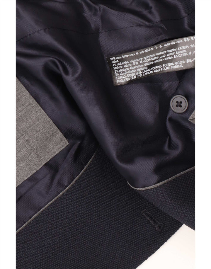 Jaqueta blazer masculina Massimo Dutti com 2 botões UE 50 lã azul marinho médio