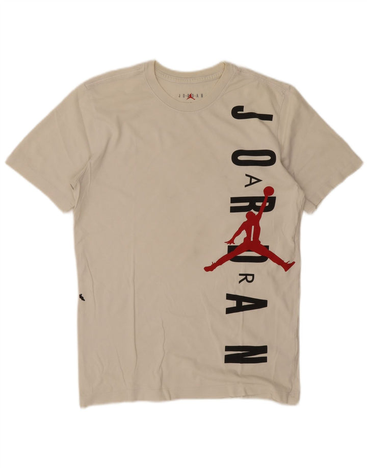 Jordan Mens Graphic T-Shirt Top Small Off White Cotton