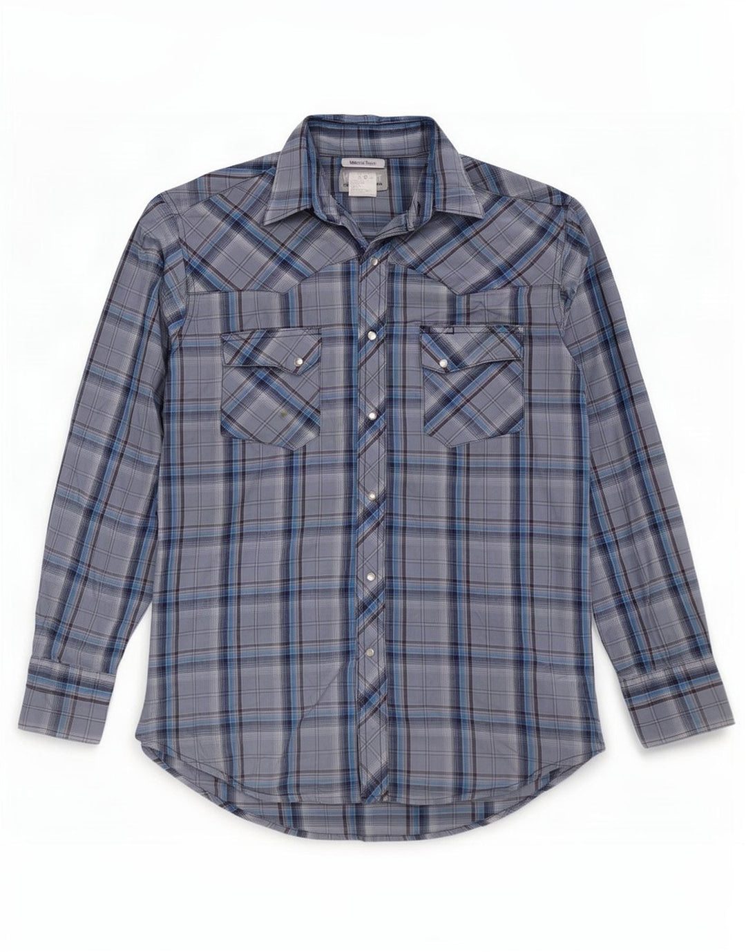 Camisa masculina Wrangler de algodão xadrez azul médio