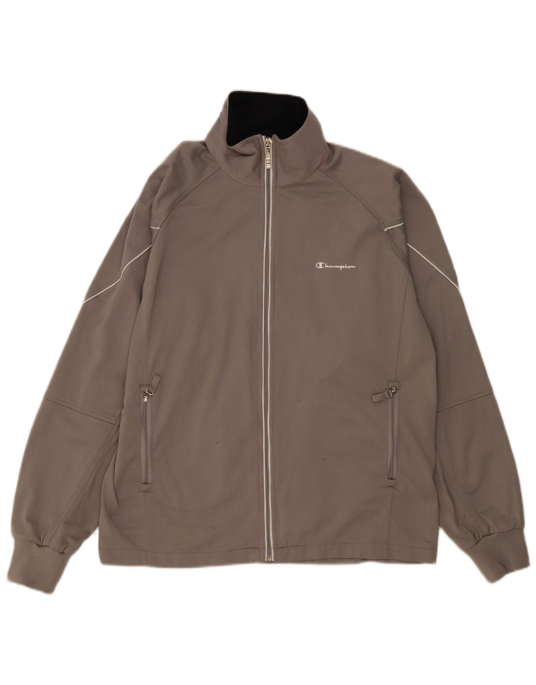 Champion Mens Tracksuit Top Jacket Large Grey Polyester