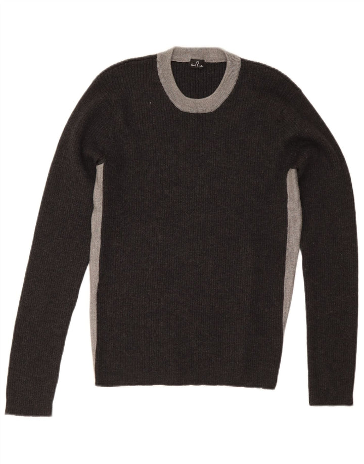 Paul Smith Womens Crew Neck Jumper Sweater UK 12 Medium Grey Colourblock