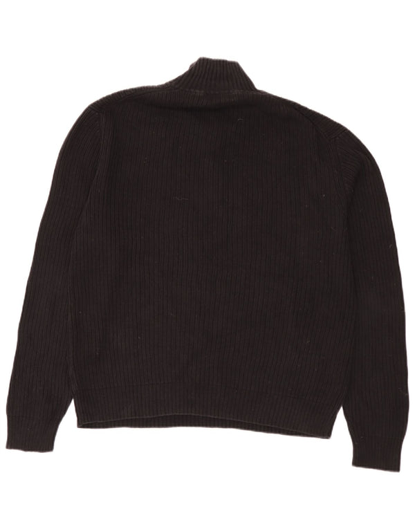 Calvin Klein Herren-Pullover mit Reißverschluss am Hals, groß, aus schwarzer Baumwolle