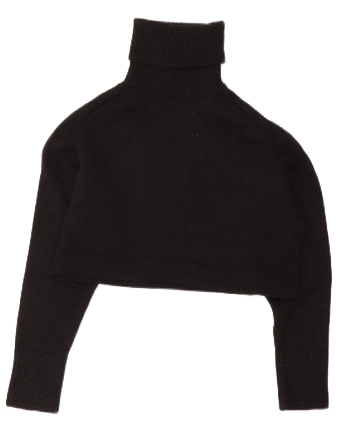 Zara Womens Roll Neck Crop Top UK 10 Small Black Viscose