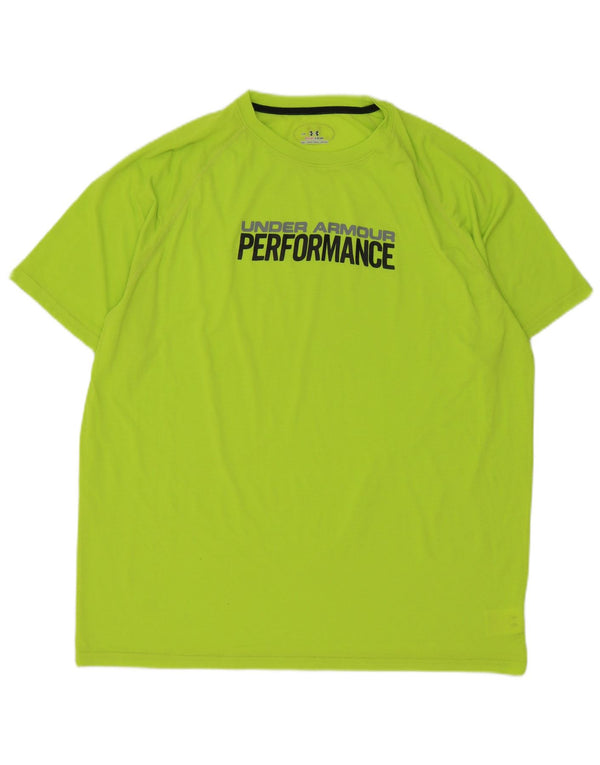 Under Armour Mens Heat Gear grafikus póló felső nagy zöld poliészter