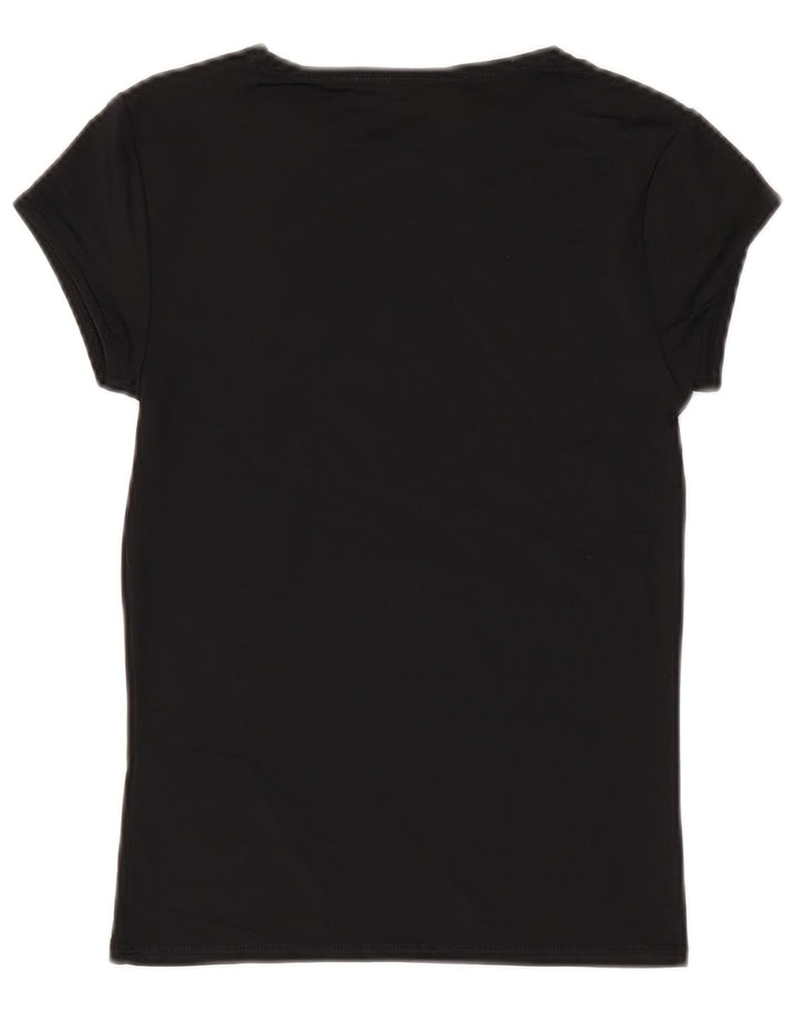 ZARA Womens Crop T-Shirt Top UK 12 Medium Black Polyamide