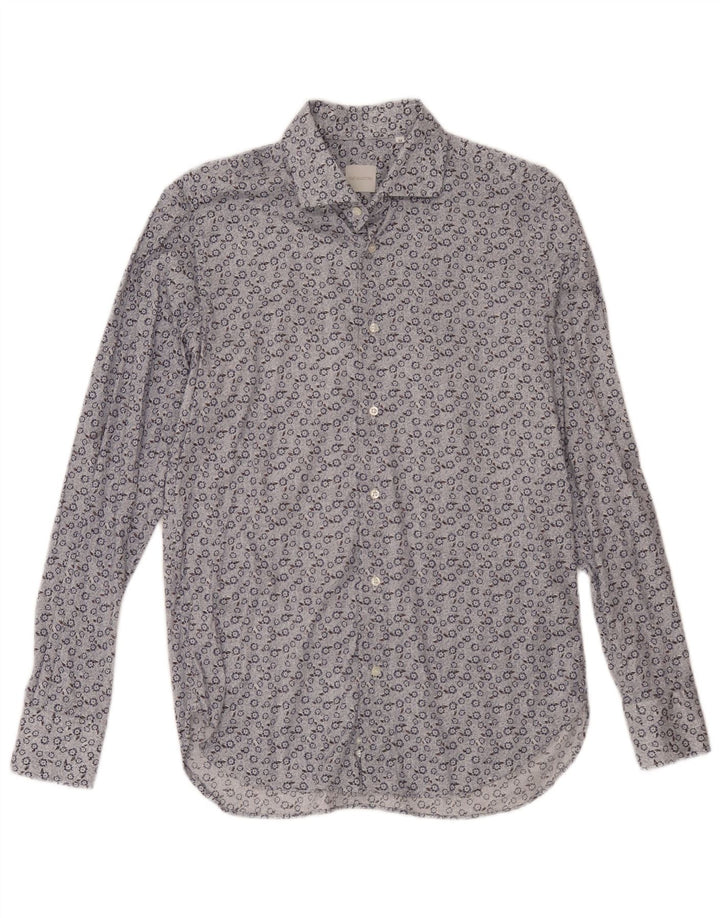 Vintage Mens Shirt Medium Blue Floral
