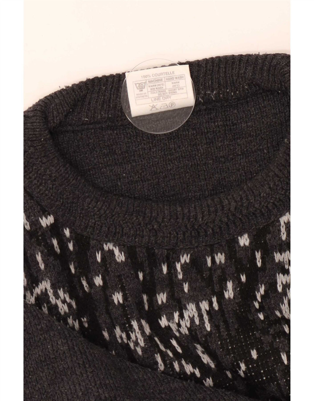Maglione vintage da uomo con collo a barca con grafica, grande grigio