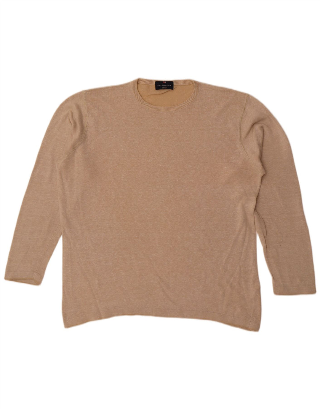 Marks & Spencer Mens Blue Harbour Crew Neck Jumper Sweater Large Beige