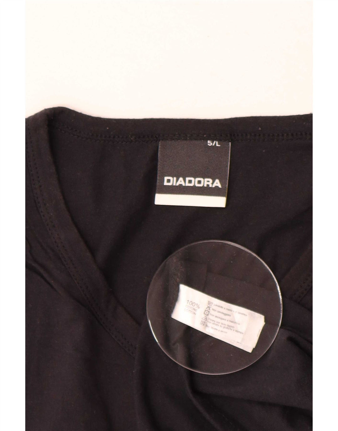 Diadora Mens T-Shirt Top Large Black Cotton