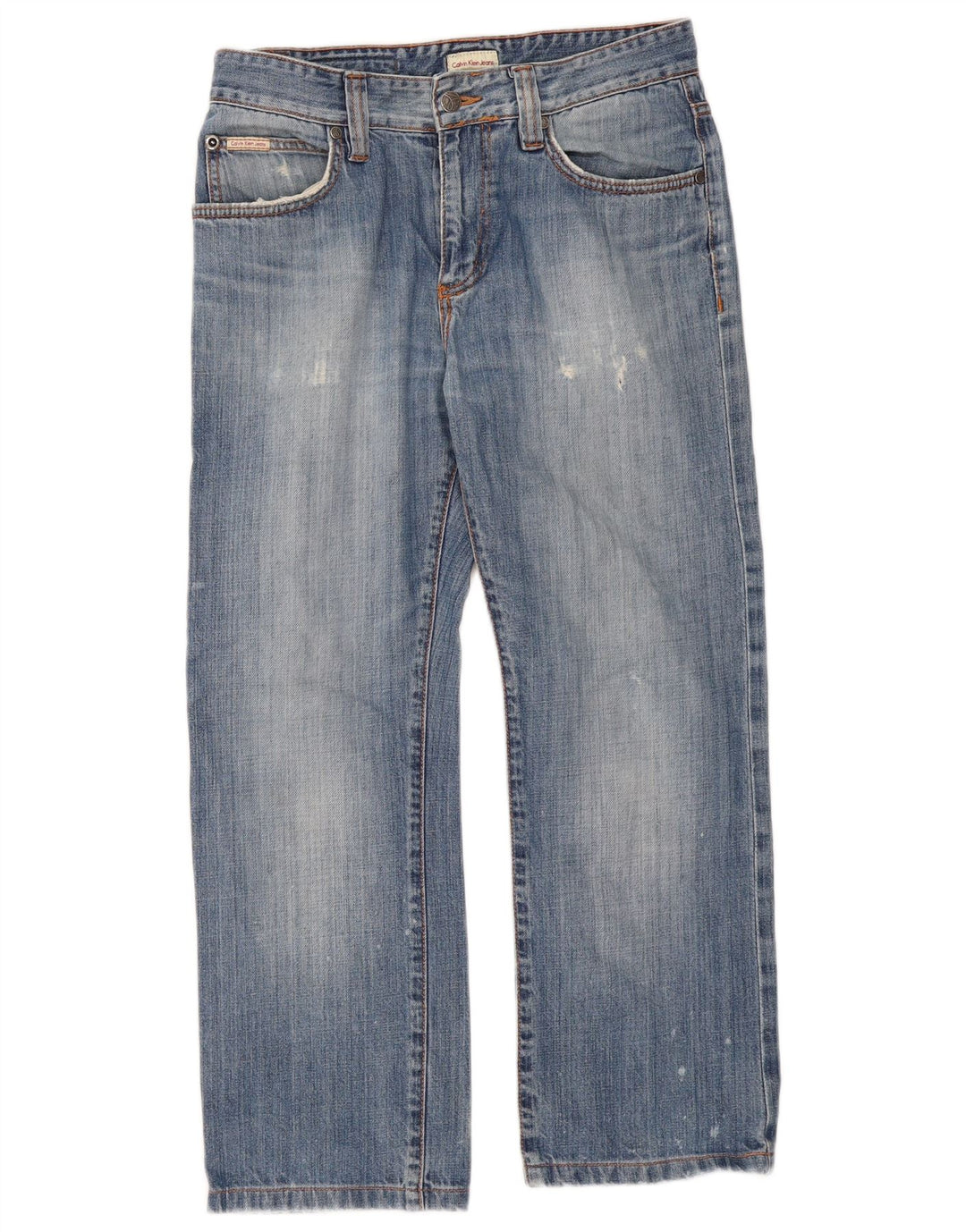 Calvin Klein Womens Distressed Cropped Jeans W30 L26 Blue Cotton