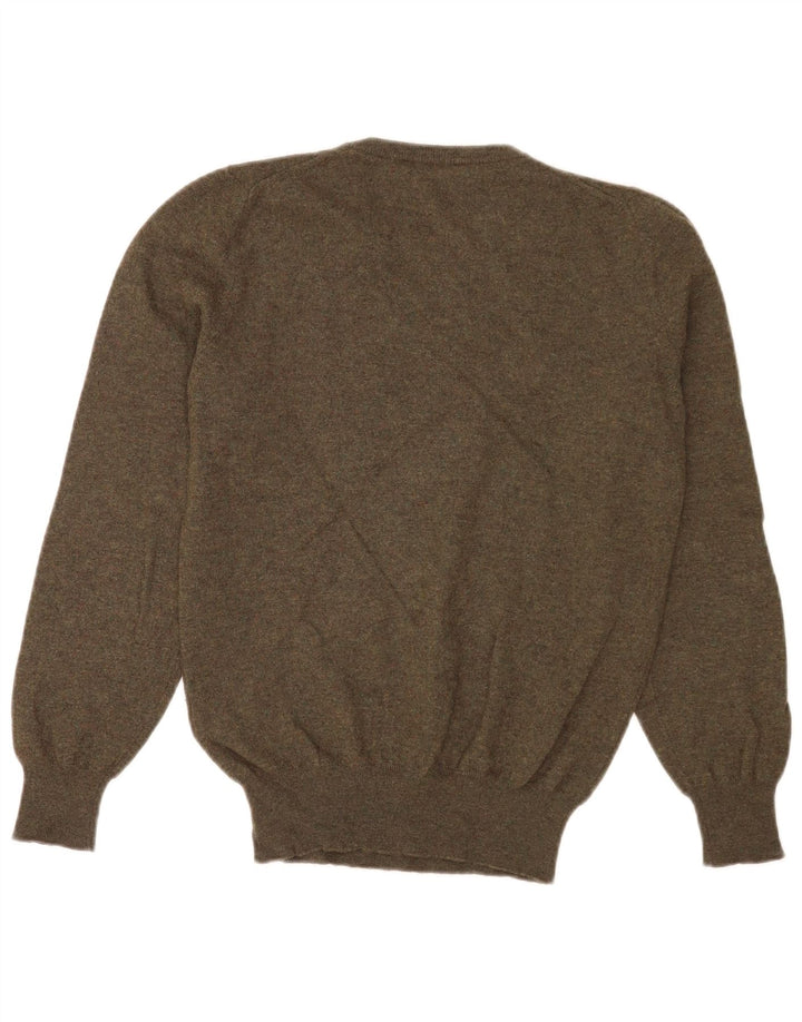 Fred Perry Mens Crew Neck Jumper Sweater Small Khaki Wool