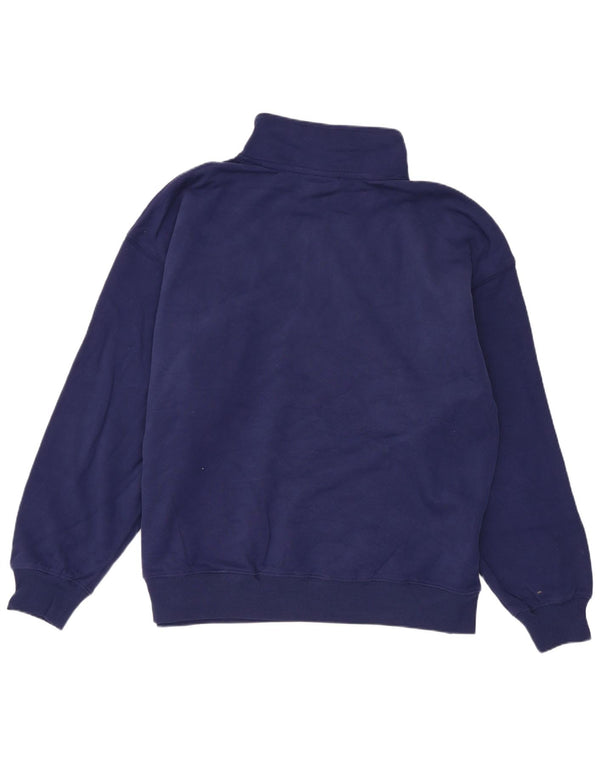 Champion Womens Oversized Zip Neck Sweatshirt Jumper UK 14 Medium Navy Blue
