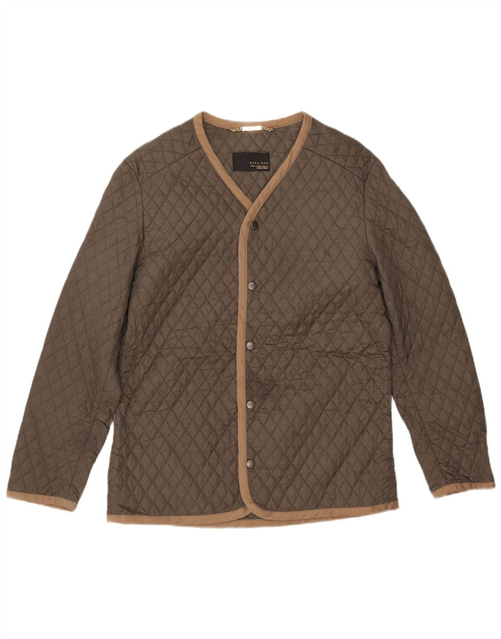Giacca trapuntata da uomo Zara UK 38 nylon kaki medio