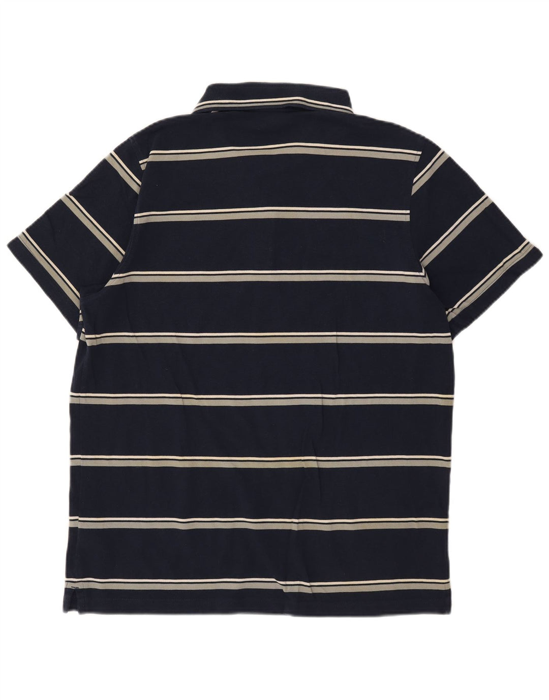 Reebok Mens Polo Shirt Large Navy Blue Striped Cotton