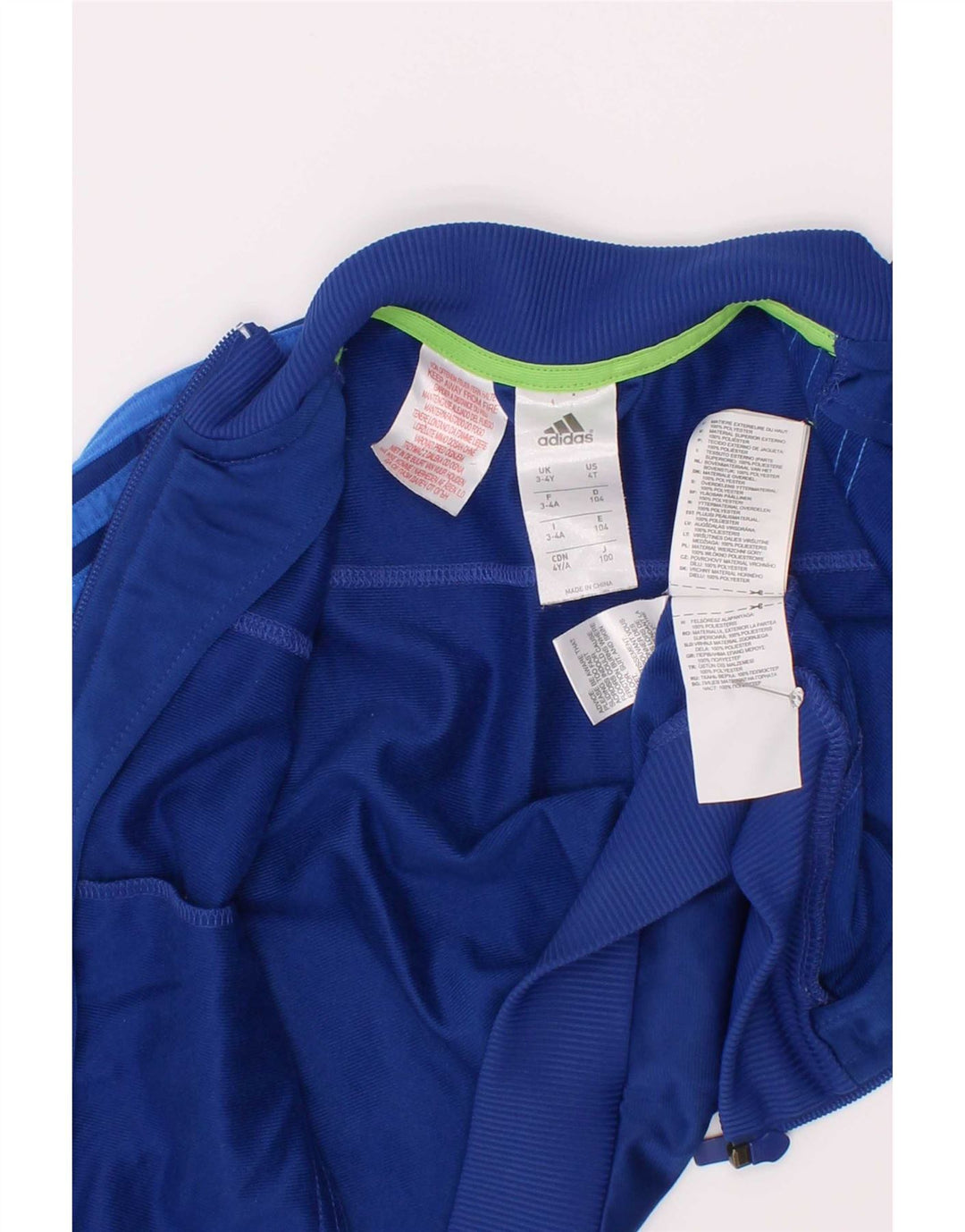 Adidas Boys Tracksuit Top Jacket 3-4 Years Navy Blue Polyester