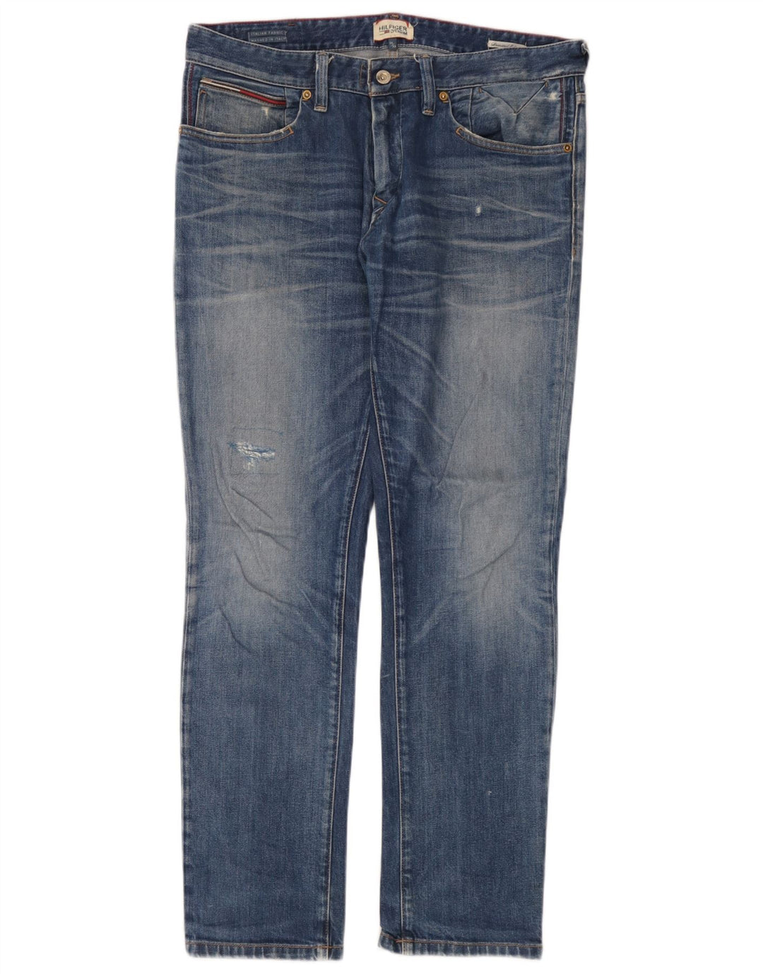 Tommy Hilfiger Mens Distressed Slim Jeans W34 L32 Blue Cotton