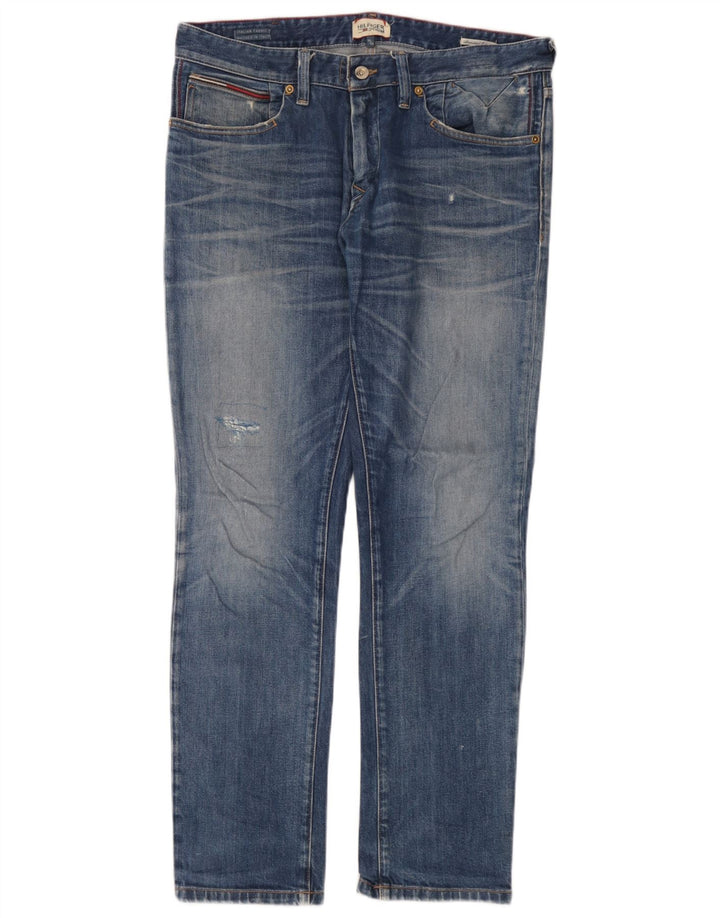 Tommy Hilfiger Mens Distressed Slim Jeans W34 L32 Blue Cotton