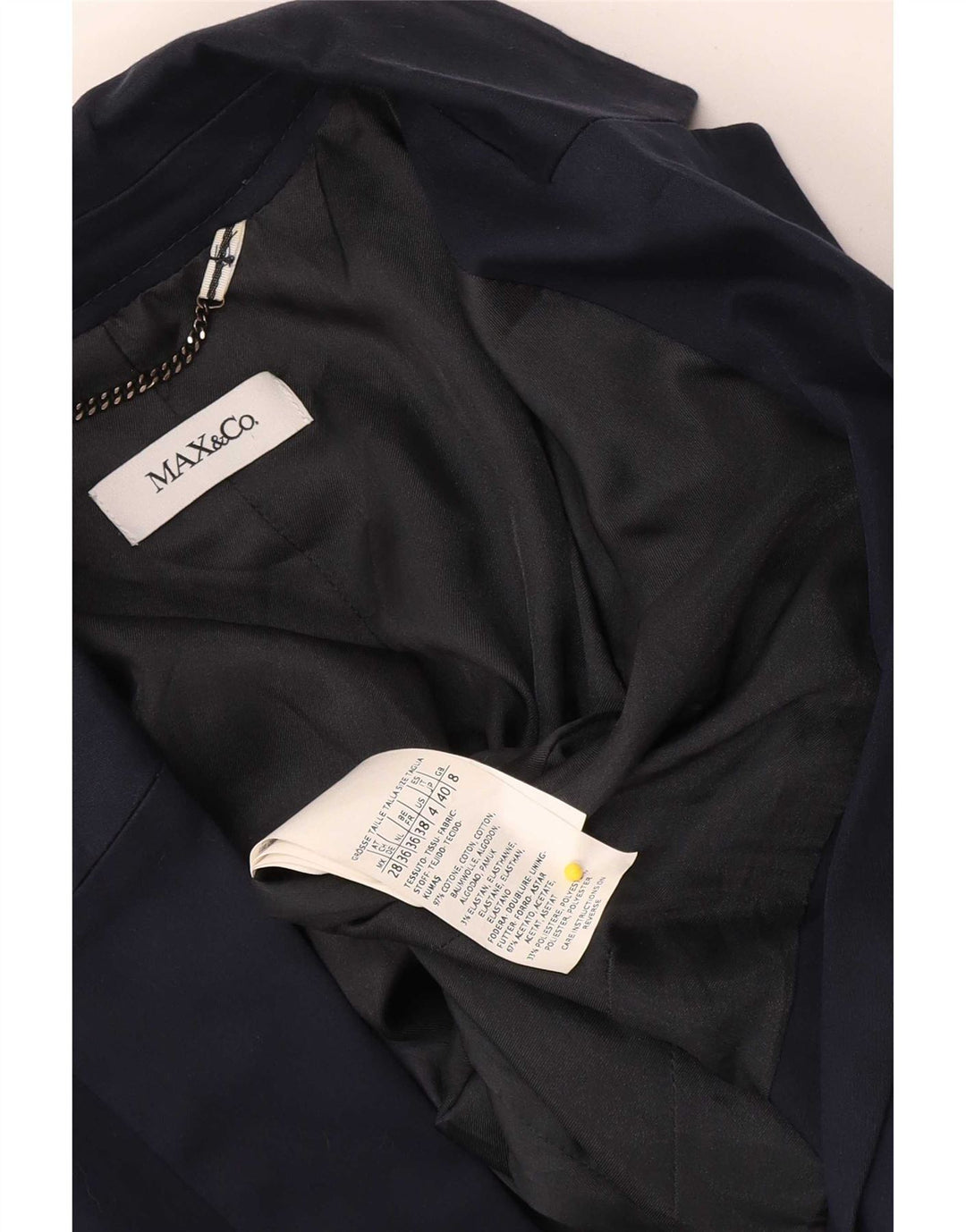 Max & Co. Womens 1 Button Blazer Jacket UK 8 Small Navy Blue Cotton