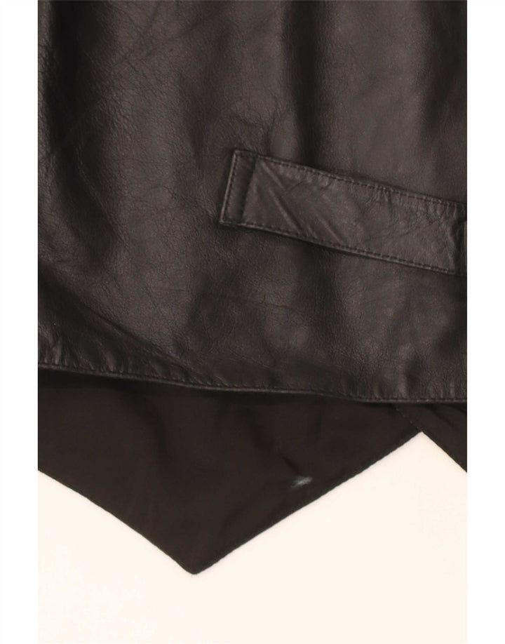 Chaleco de cuero vintage para hombre medio negro