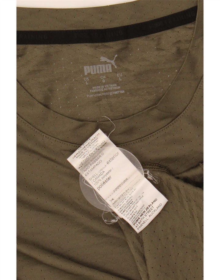 Puma Mens T-Shirt Top Large Khaki Polyester