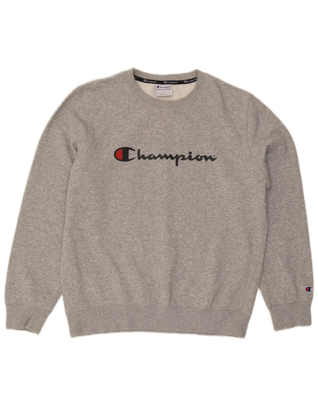 Champion Mens Graphic Sweatshirt Jumper Large Grey Flecked Cotton