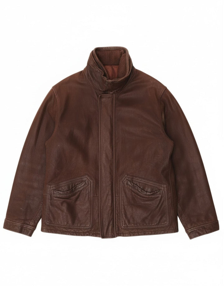 Vintage Mens Leather Jacket IT 50 Large Brown Leather