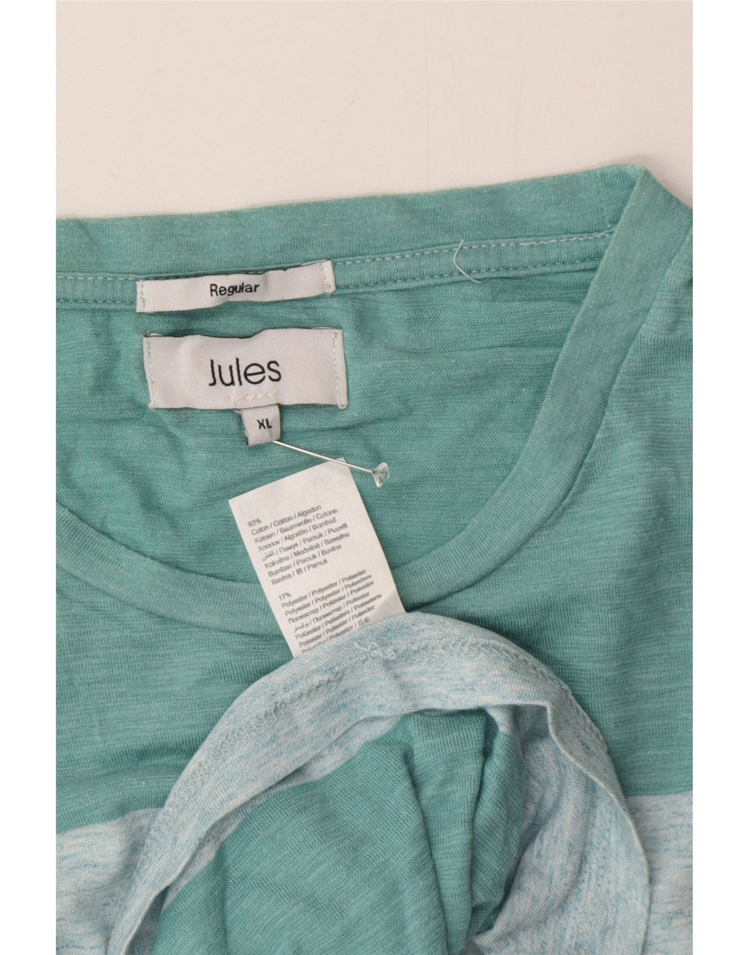 Jules Herre Regular Fit T-Shirt Top XL Flerfarvet stribet bomuld