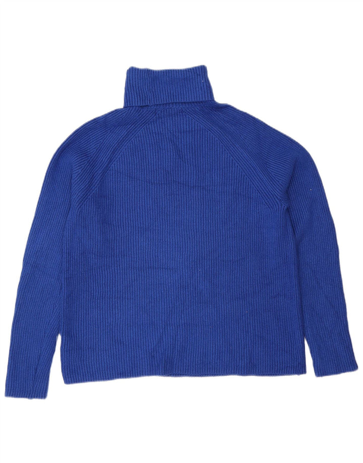 Marks & Spencer Womens Roll Neck Jumper Sweater UK 14 Medium Blue Viscose