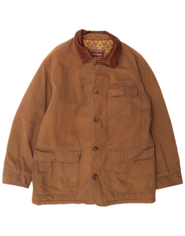Marlboro Classics Mens Utility Jacket UK 42 XL Brown Colourblock Cotton
