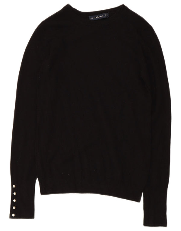 Zara Γυναικείο πουλόβερ με λαιμόκοψη UK 8 Small Black